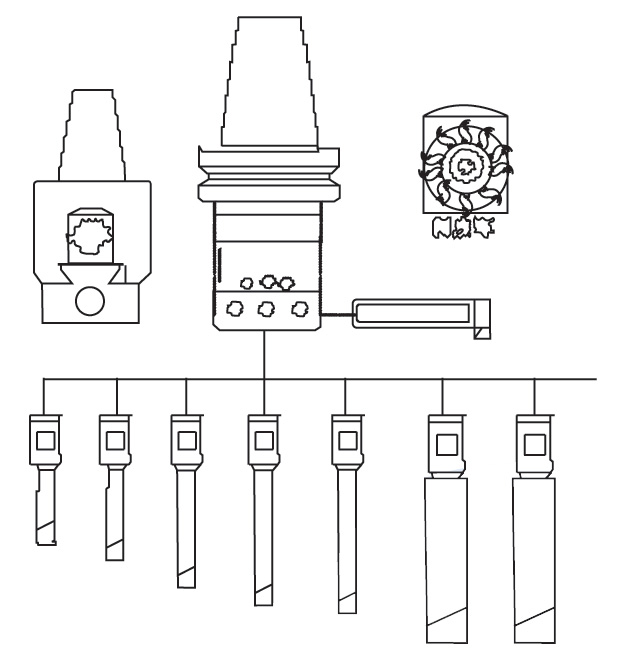 Fine Boring Head Set
BT40-Range 8-280mm (0.01mm) - Diagram